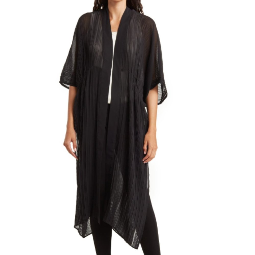 DR2 Pleated Sharkbite Hem Duster - Black - One Size - NWT